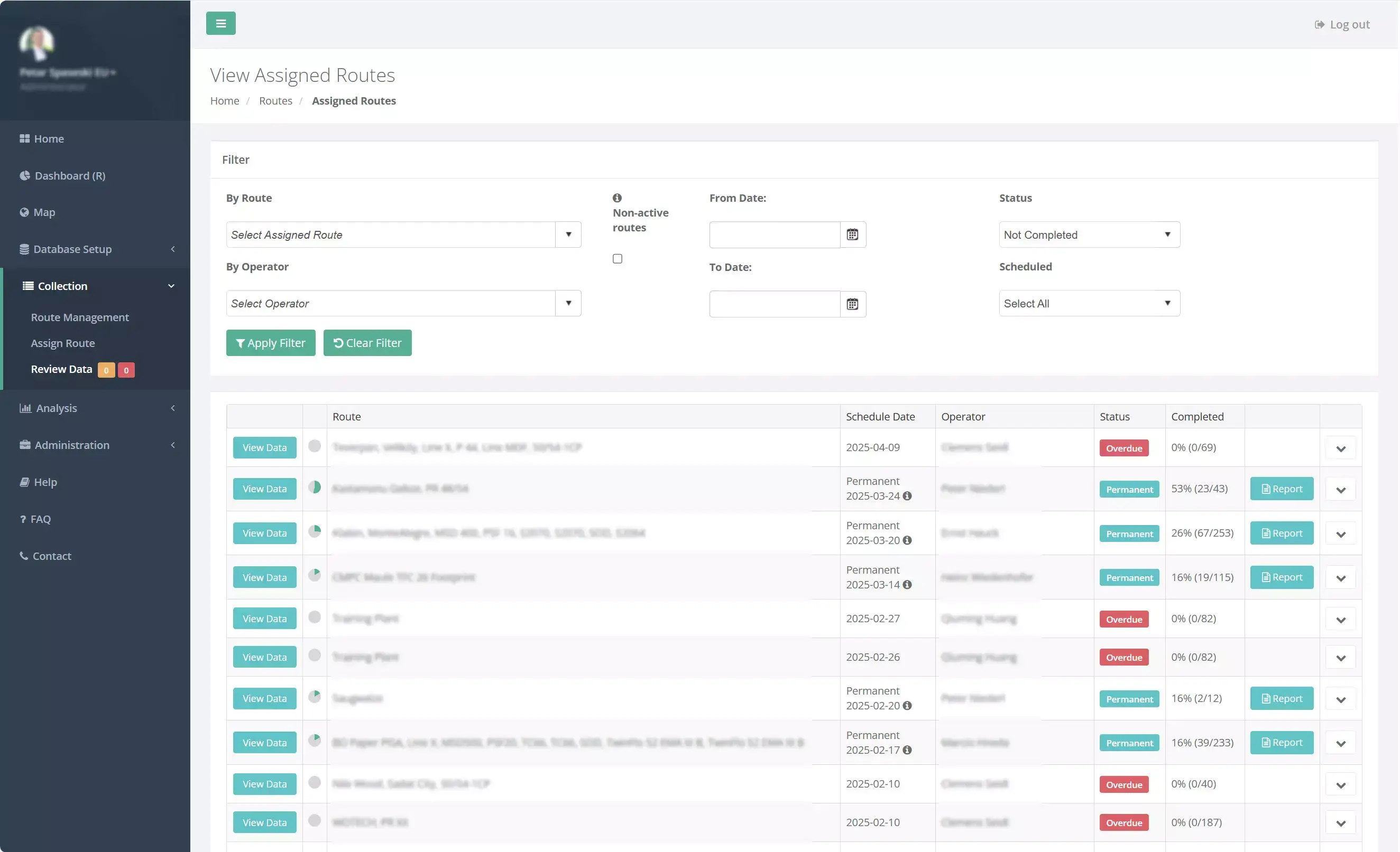 User account and role management panel