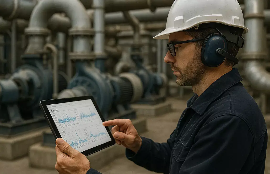 Technician monitoring vibration using VibCloud